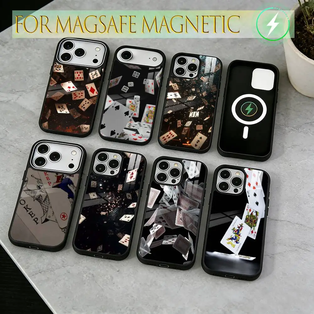 

Poker Cards Phone Case For iPhone17,16,15,14,13,12,11 Plus,Pro Magnetic with Magsafe Wireless Charging