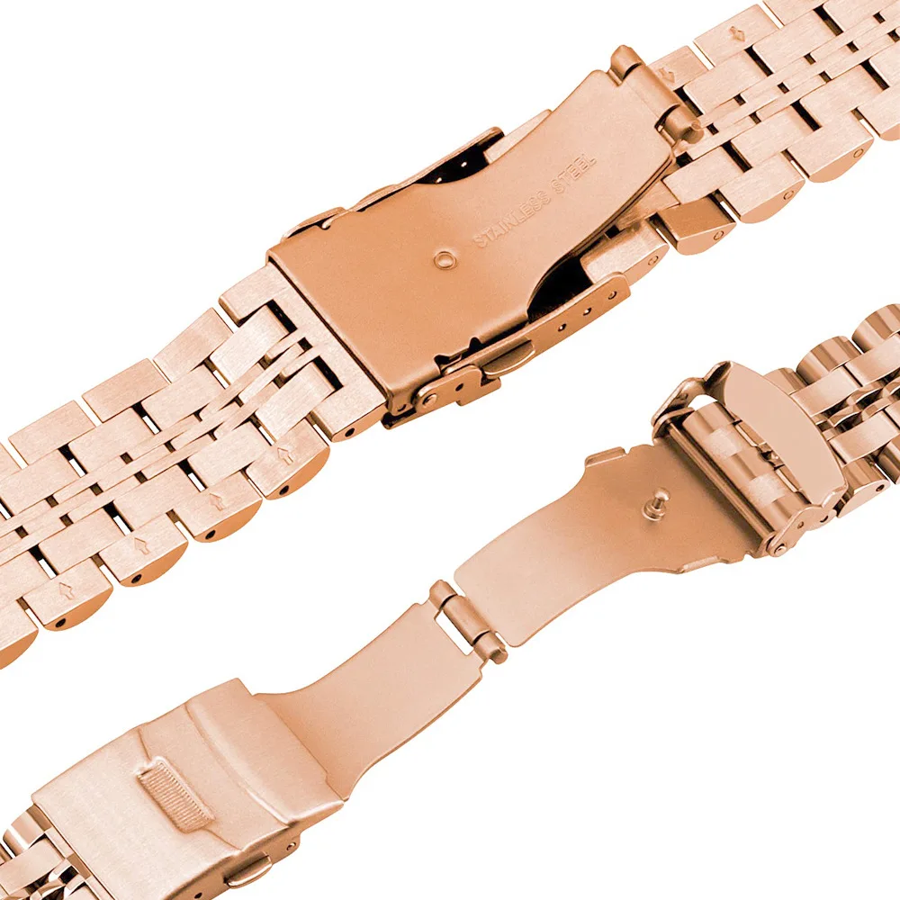 حزام ساعة من الفولاذ المقاوم للصدأ مقاس 22 مم لسلسلة ساعات سامسونج جالاكسي بإبزيم أمان معدني وحزام من الفولاذ المقاوم للصدأ لساعة عرض 22 مم