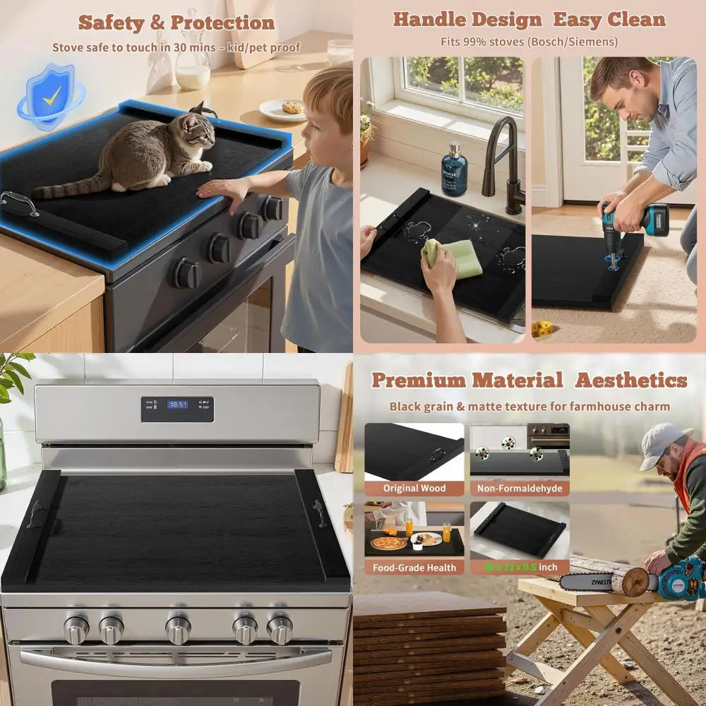 

Деревянная крышка для плиты 30x22 дюйма с ручками, доска для лапши для использования на кухне или в автодоме