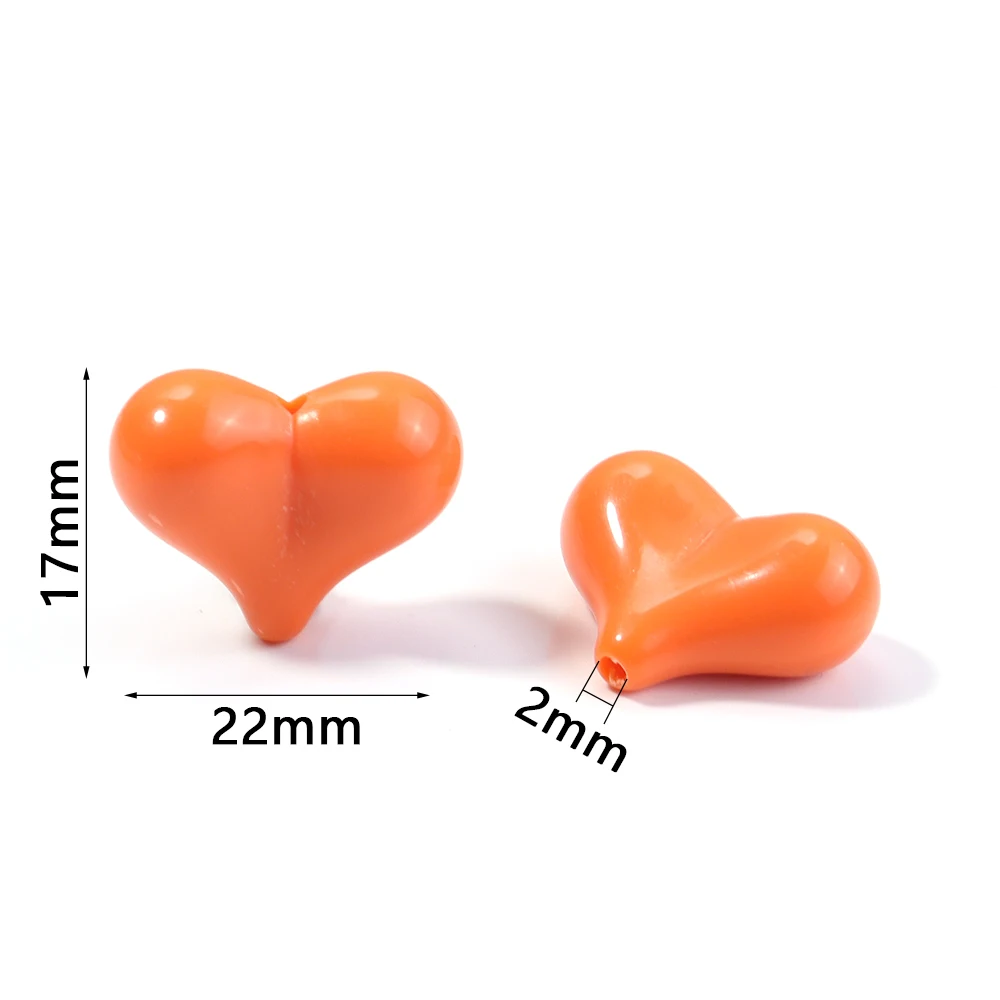 30pcs/lot 17x22mm Candy Color Big Peach Heart Beads Loose Spacer Acrylic Beads For DIY Bracelet Keychains Jewelry Accessories