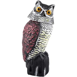 Realistic Bird Scarer Plastic Owl Scarecrow with Rotating Head for Garden Yard Bird Repellent Outdoor Pest Control