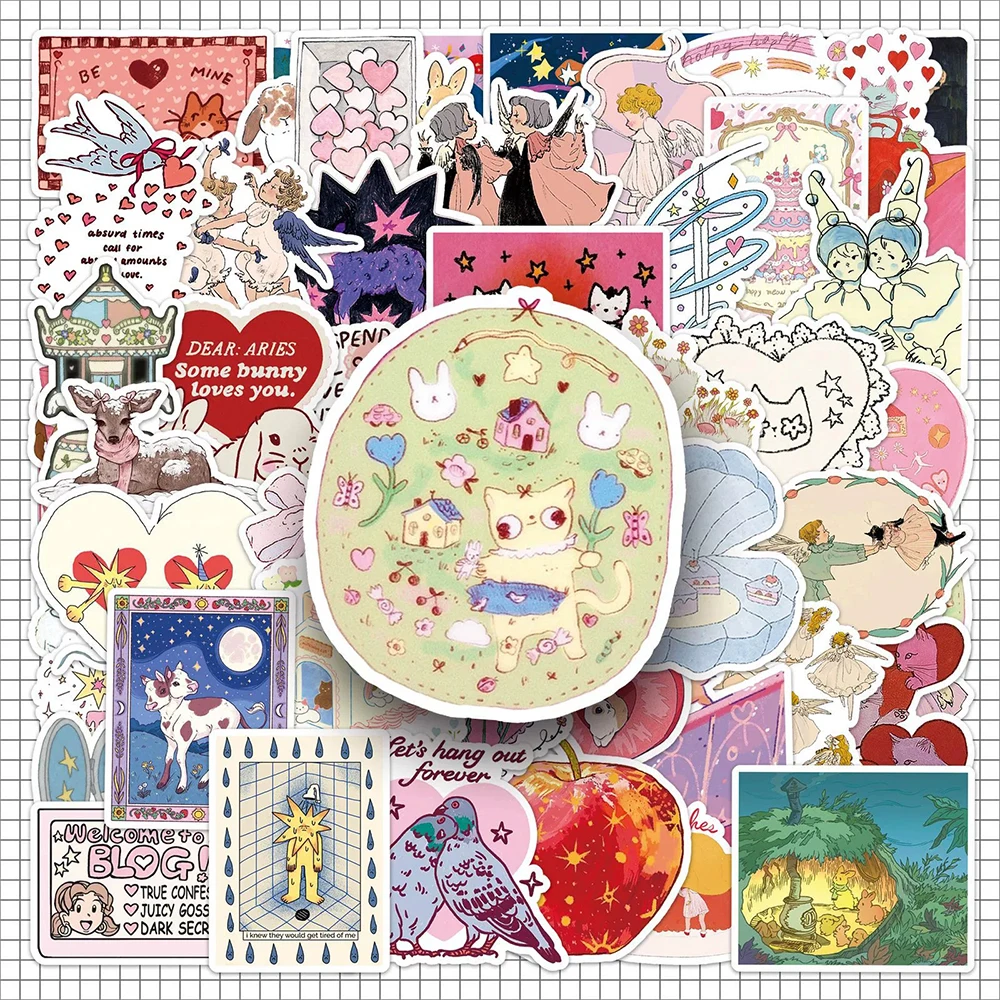 10/30/50pcs Fairy Tale Series Cartoon Aesthetic Stickers Kawaii Girl Gift Decoration Decal DIY Phone Luggage Guitar Cute Sticker