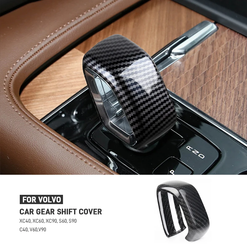 

For Volvo V60 V90 S60 S90 XC40 XC60 XC90 C40 Real Carbon Fiber Central Gear Shift Handle Decoration Trim Protector Cover Sticker