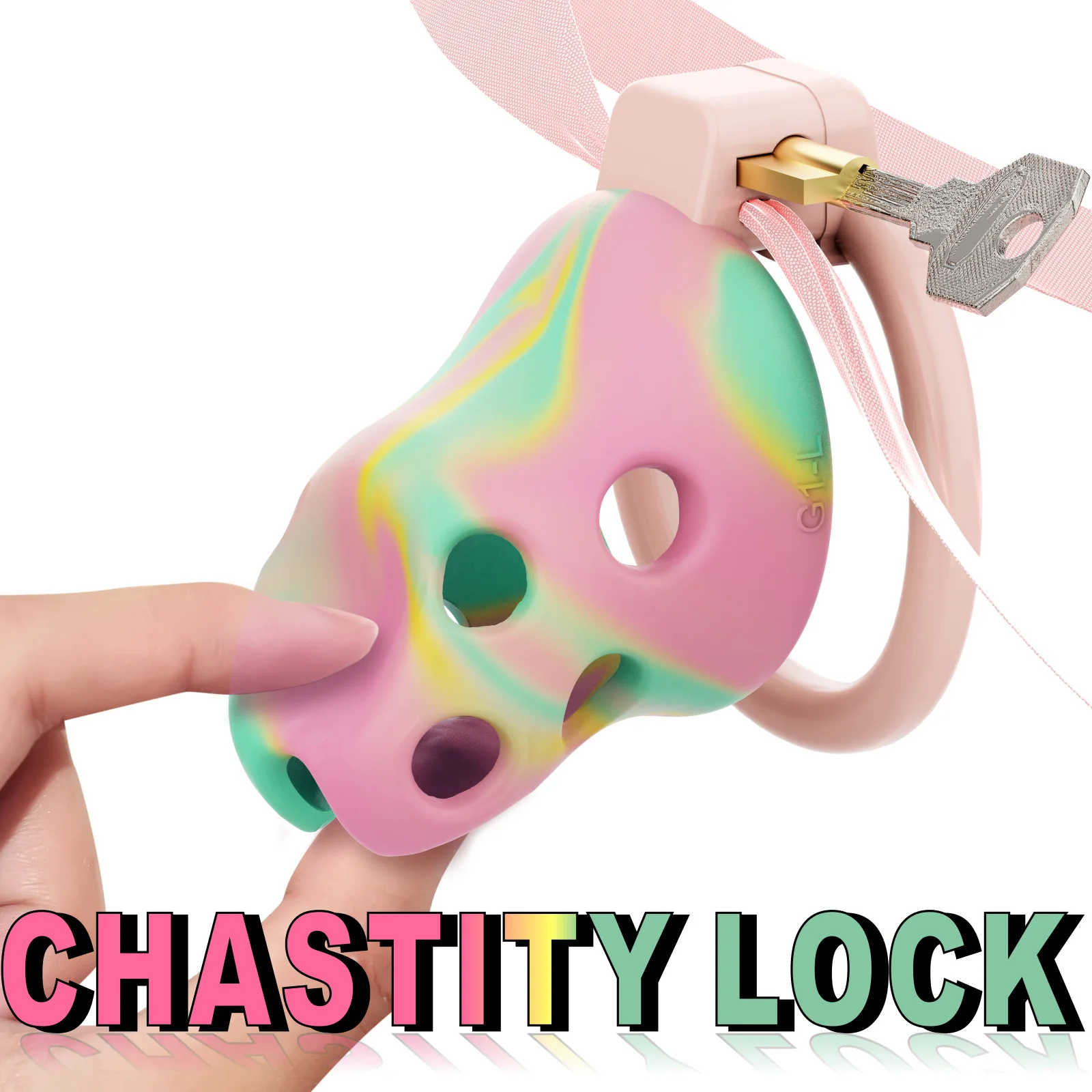 Chastity Lock with Silicone Spikes adult sex toys, CB lock rings, masturbation， suitable for SM and crossdressing groups.FLR Gay view 3