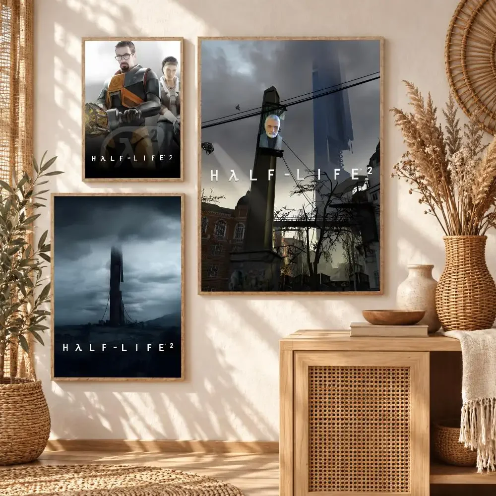 shooter video Game H-Half Life 2 Poster Wall Stickers Self Adhesive Art Decals for Bedroom Living Room Home Decor Mural HD Gift