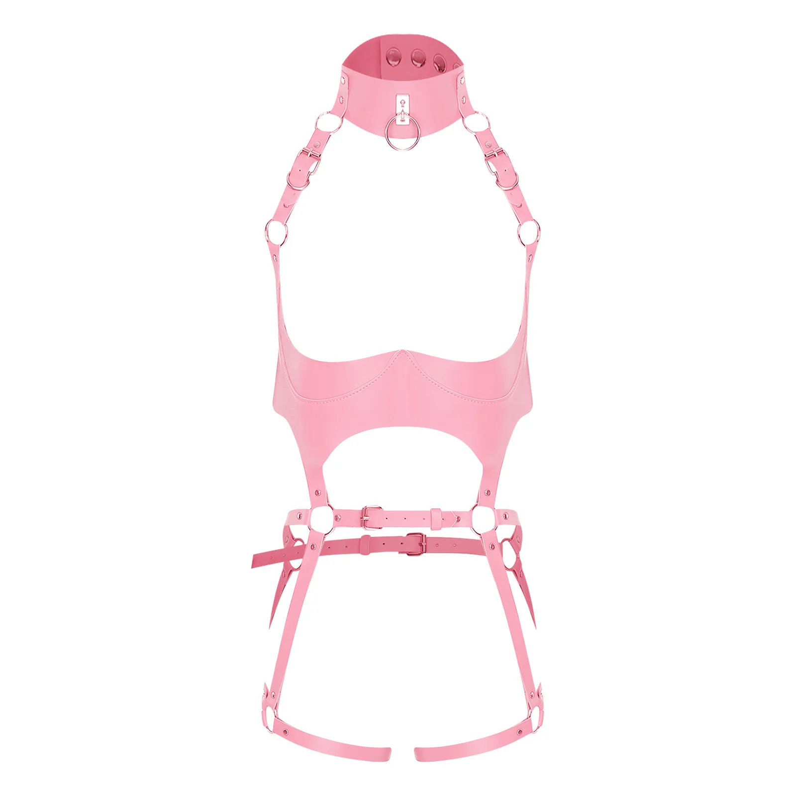 

Женское нижнее белье из искусственной кожи, пояс для тела, аксессуар для костюма, колье и клетка для бюстгальтера, полые регулируемые ремни, ремни для тела