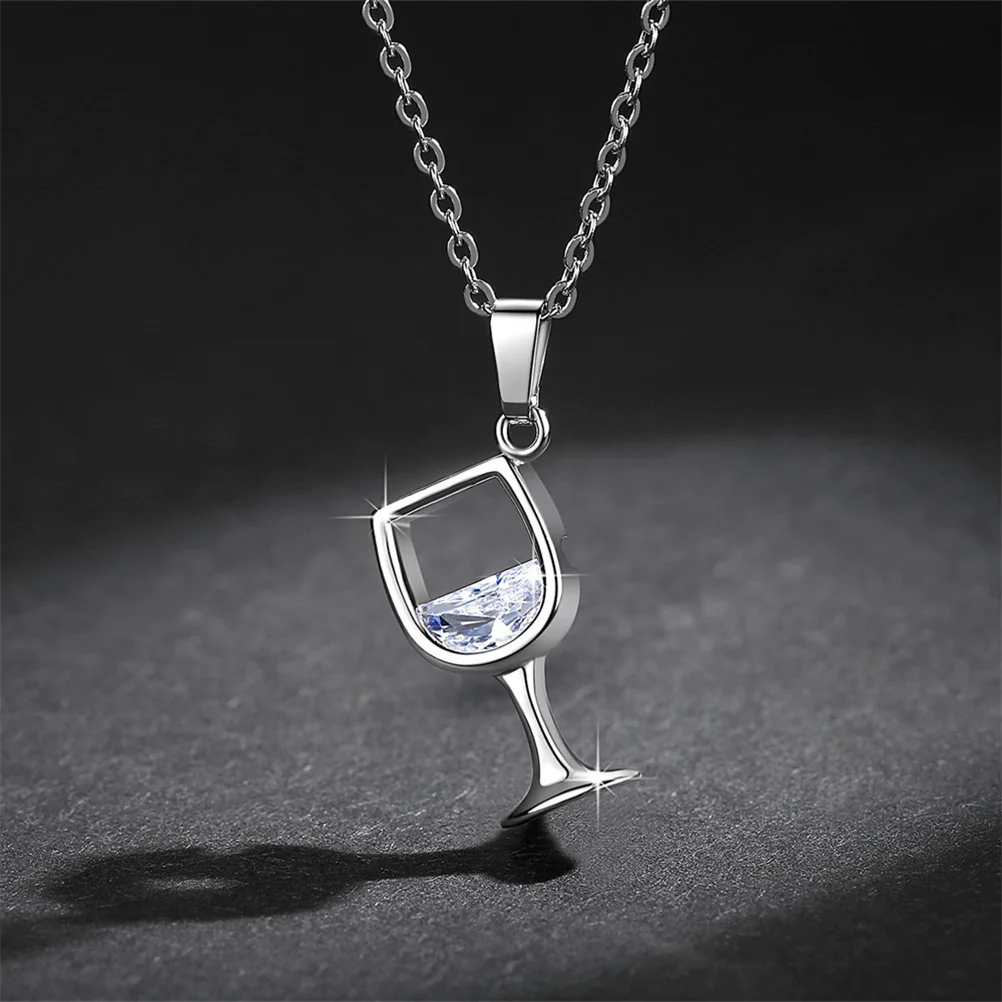 

Cup Zircon Shining Creative Party For Women Gift Shining Cup Pendant Wearproof Anti-Oxidation Decoration For Neck Travel Beach