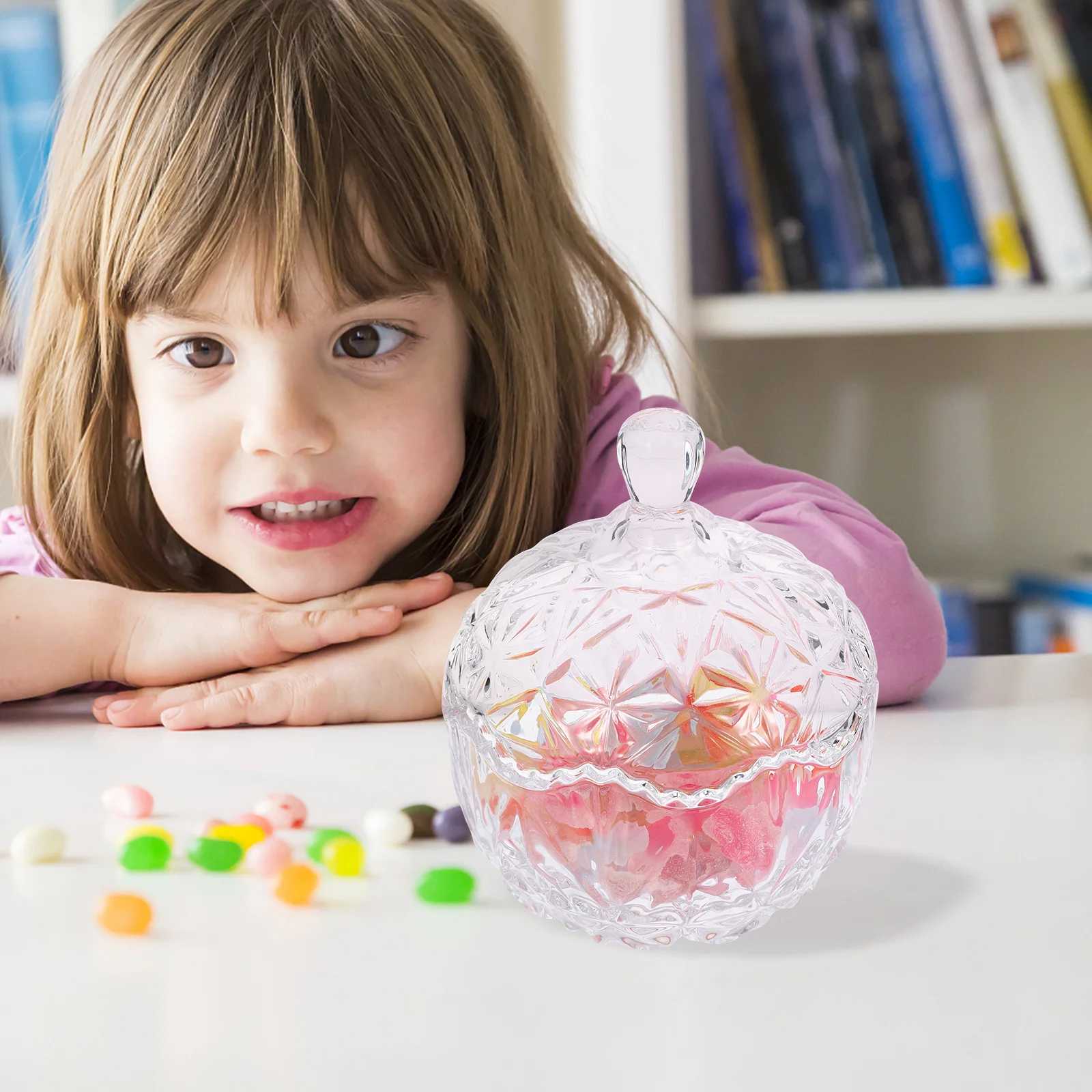 

Clear Glass Jewelry Container Candy Case Small Box Desktop Organizer Lid Elegant Display Jar Party Wedding Christmas Gift