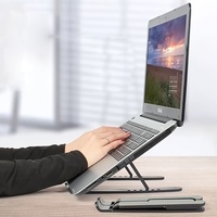 Aerospace Aluminum Laptop Stand - Foldable Height Adjustable Cooling Pad, Portable Ergonomic Riser for MacBook/iPad