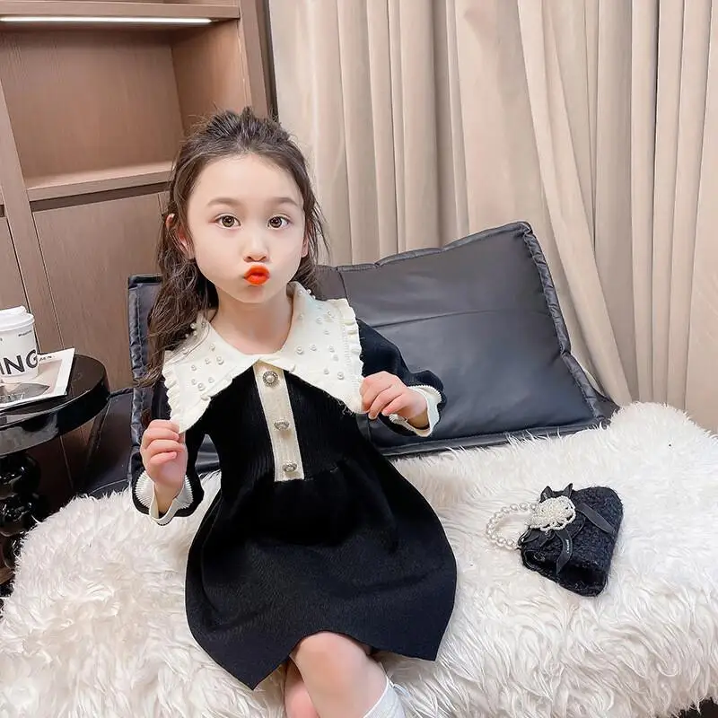 

Kawaii Girl Fashion Student Dress Cartoon Casual Round Neck Princess Dress Autumn and Winter 2025 New Style Children's Clothing