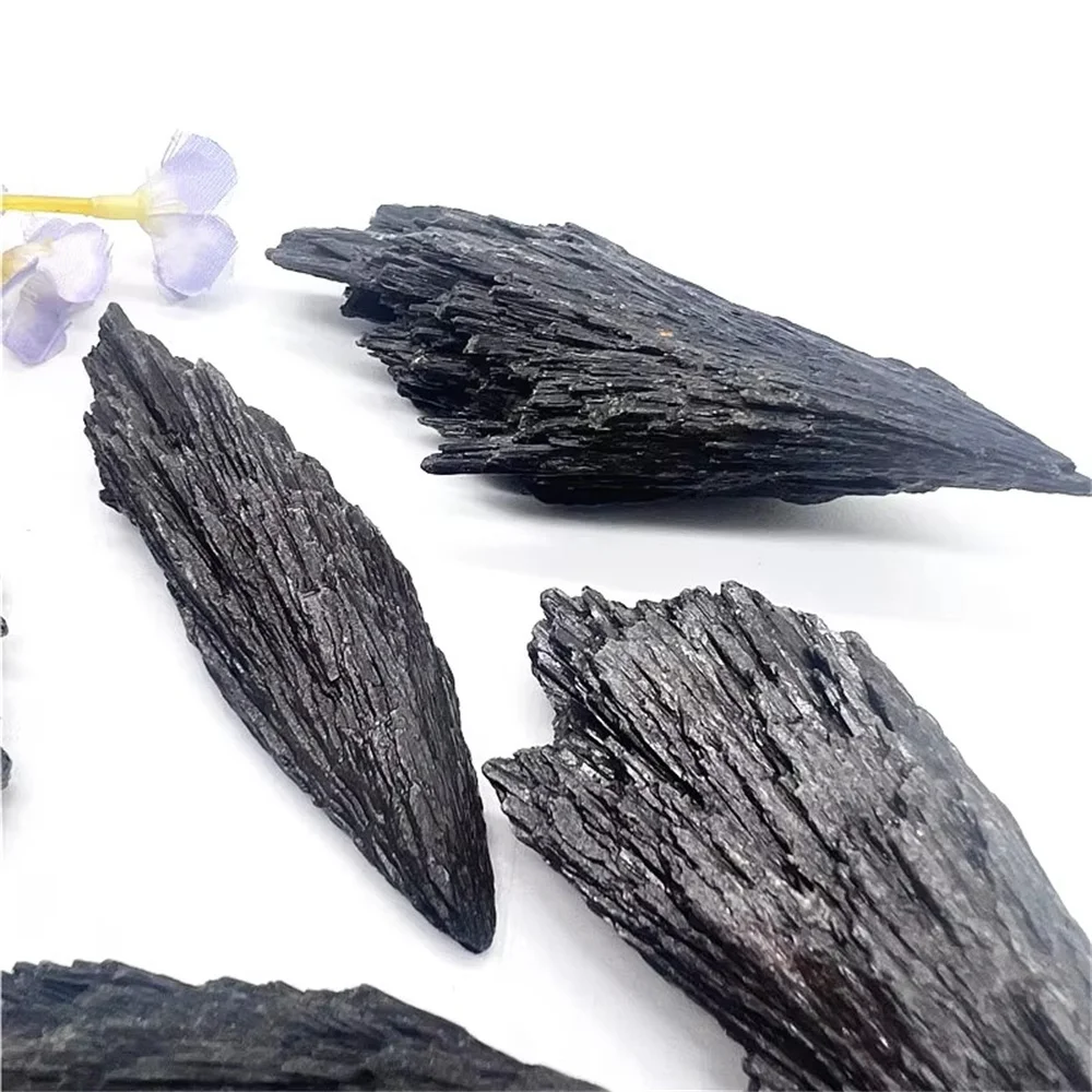 Wholesale crystal stone natural rough feather shaped raw black tourmaline for home decoration