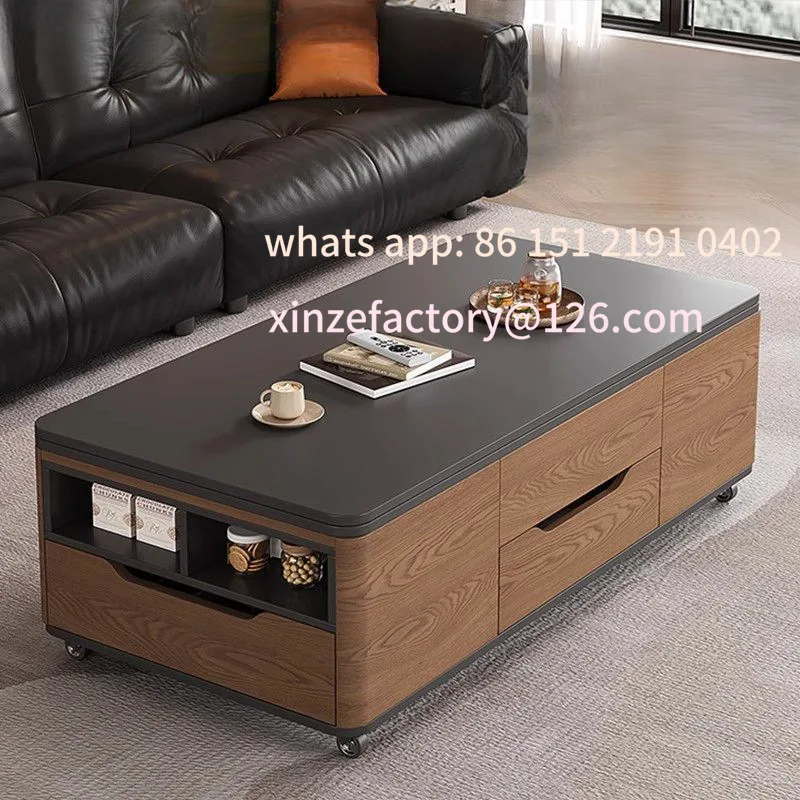 

Customizable coffee table dining table two-in-one lifting multi-functional one-in-one living room rock slab movable tea table