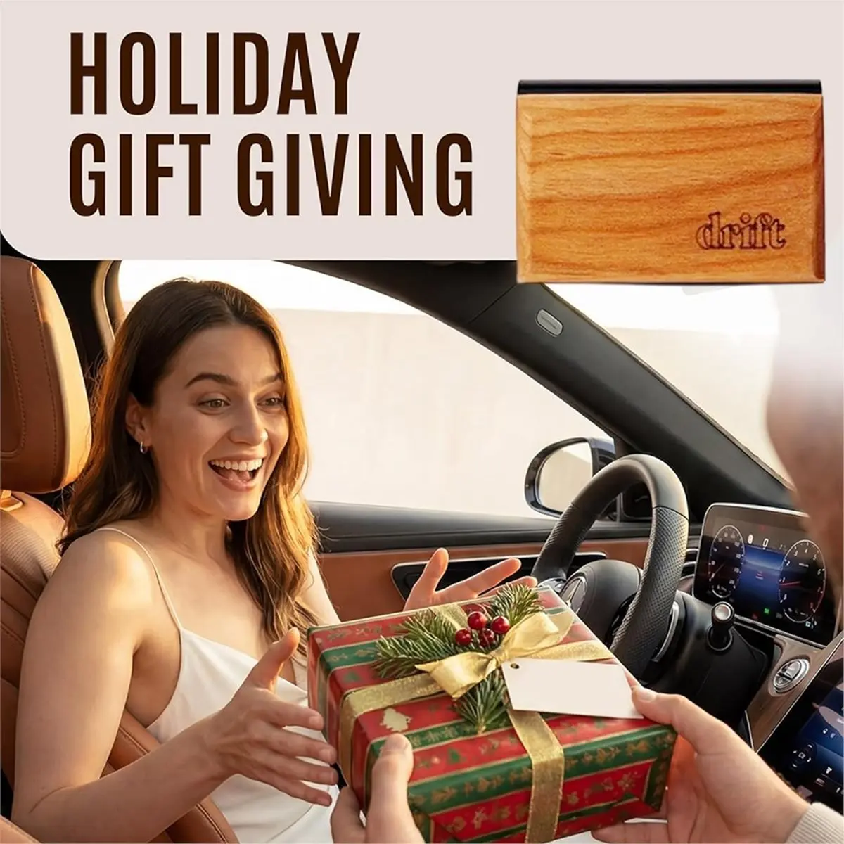 giftnew 3PCS Wooden Car Air Freshener for Visor Clip,Teak/Coconut/Amber Scents, Long-Lasting Odor Eliminator with Metal Clip