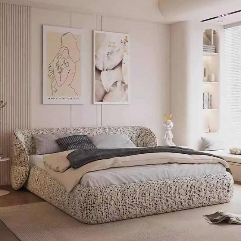 European Decoration Double Bed White Designs Heavy Adults Frame Double Bed Floating Metal Style Cama De Casal Furniture For Home