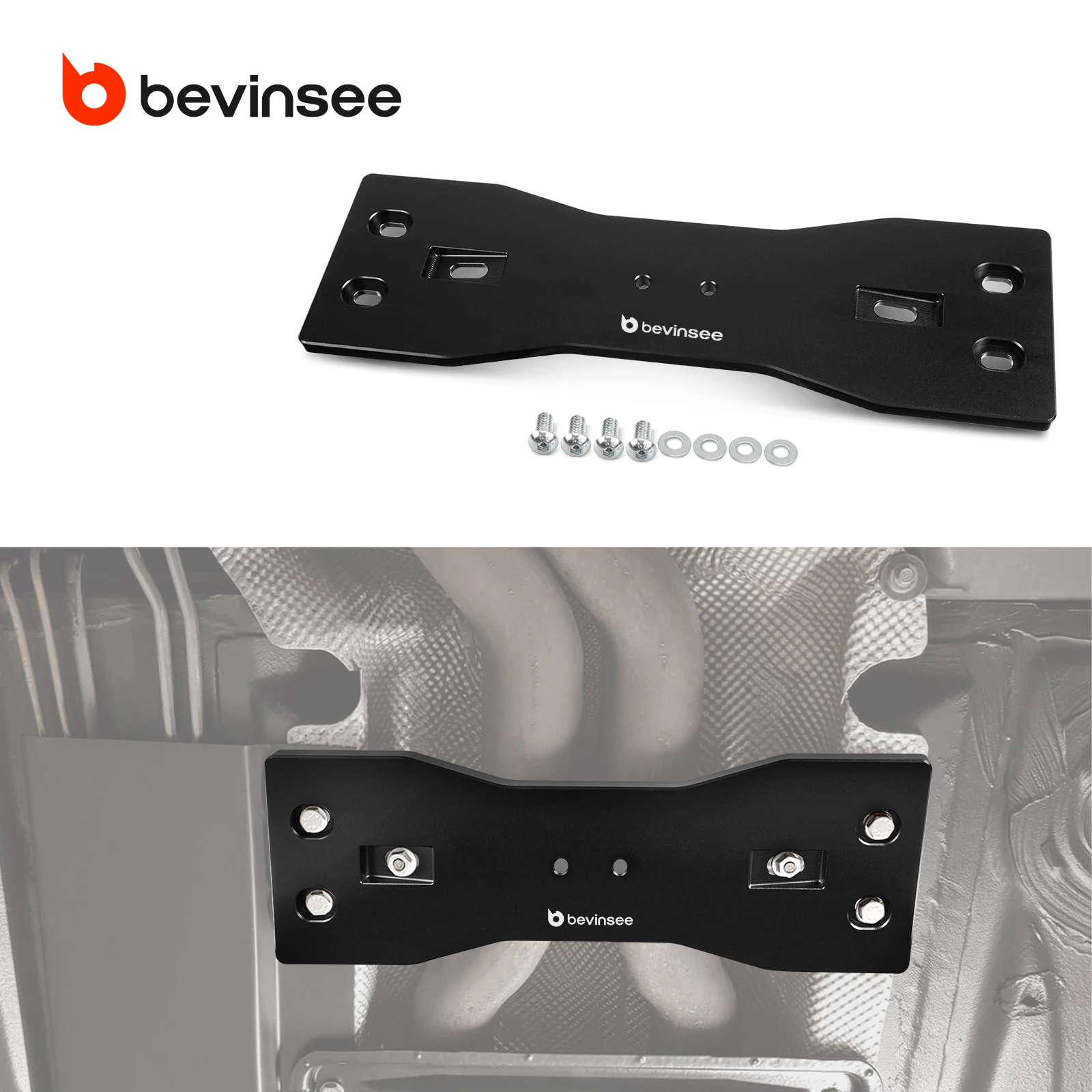 BEVINSEE Aluminium Lower Reinforcement Brace for BMW E90/E92/E93 M3,E46,E87/E88,X1 E84,X3 E83, Replace for 18211436309
