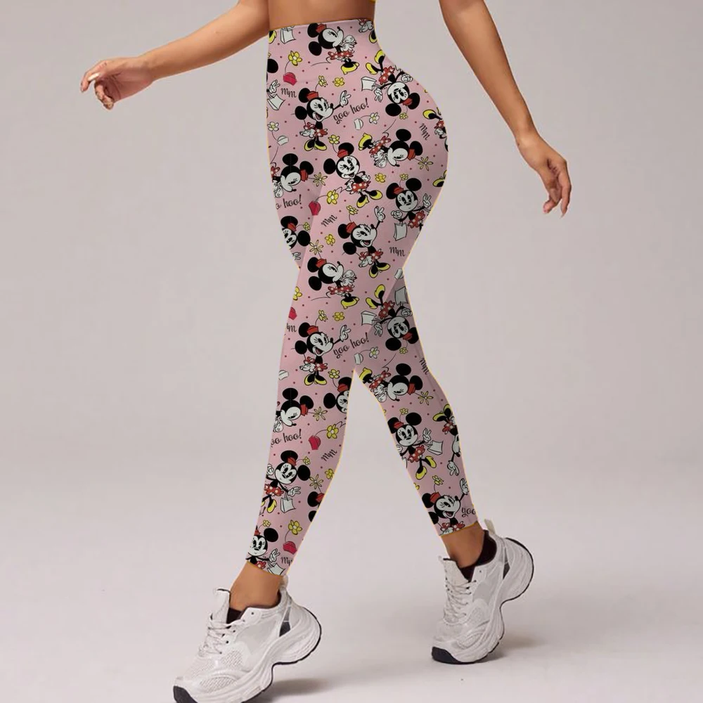 Women Gym Leggings Disney Mickey Mouse Minnie print Mujer Push Up Booty Pants Scrunch Sports Fitness High Waist Workout Yoga