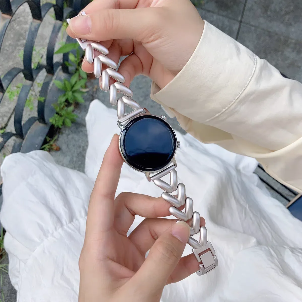 حزام معدني فاخر على شكل قلب الحب لساعة سامسونج جالاكسي 7 6 5 4 40 44 مللي متر 6 كلاسيكي نشط 2 سوار نسائي لحزام هواوي GT2/3 #6