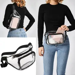 PVC Women Waist Fanny Pack Belt Bag Hip Bum Bag Clear Transparent Chest Pouch