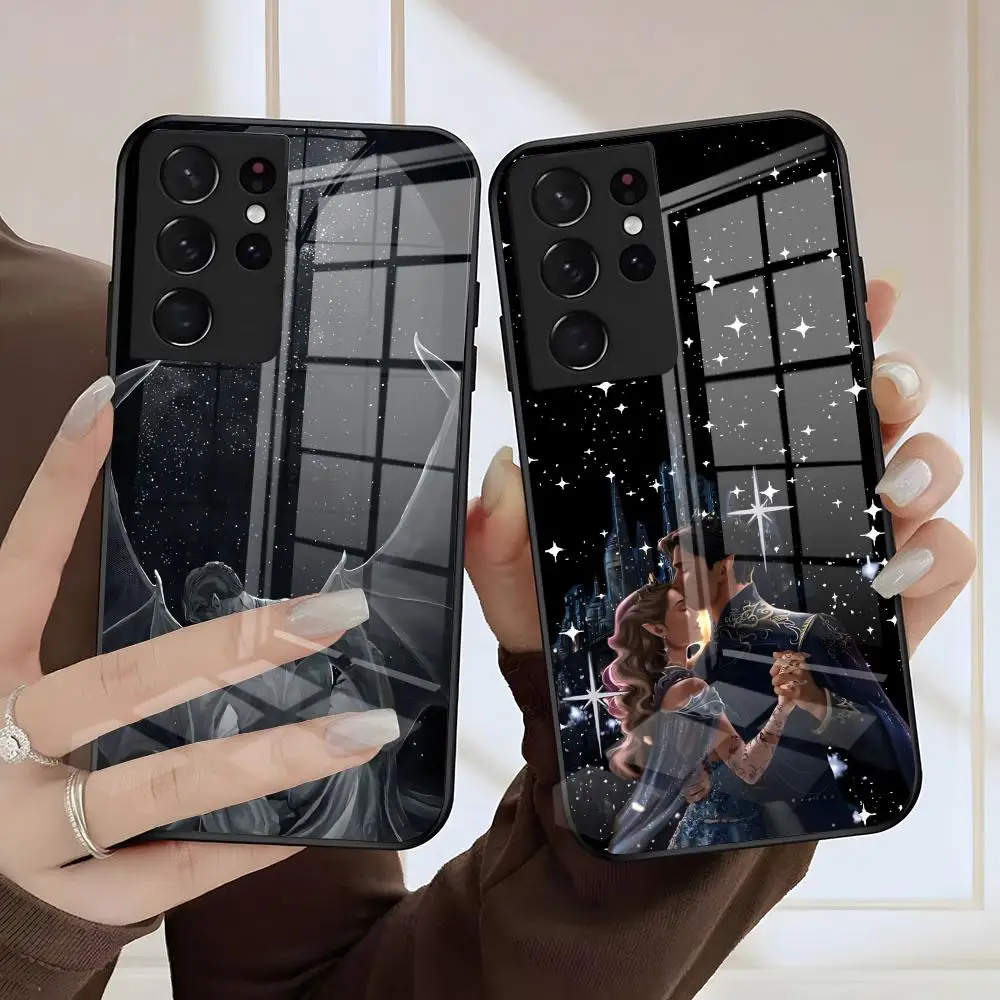 

Чехол для телефона Acotar A Court Of Mist And Fury для Samsung S25 S24 FE S23 S22 S21 Plus S20 Ultra Note20Ultra, черный стеклянный чехол