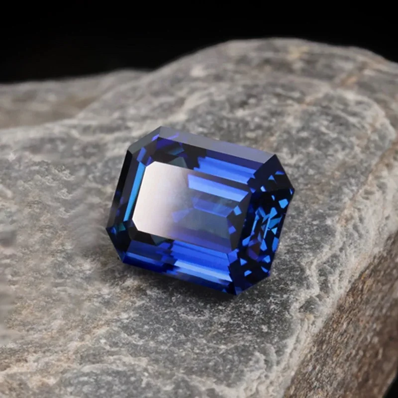 Im Labor gezüchteter Saphir, Smaragdschliff, königsblaue Farbe, DIY-Schmuckherstellung, Ring, Halskette, Hauptmaterialien, wählbares AGL-Zertifikat – Detail 7