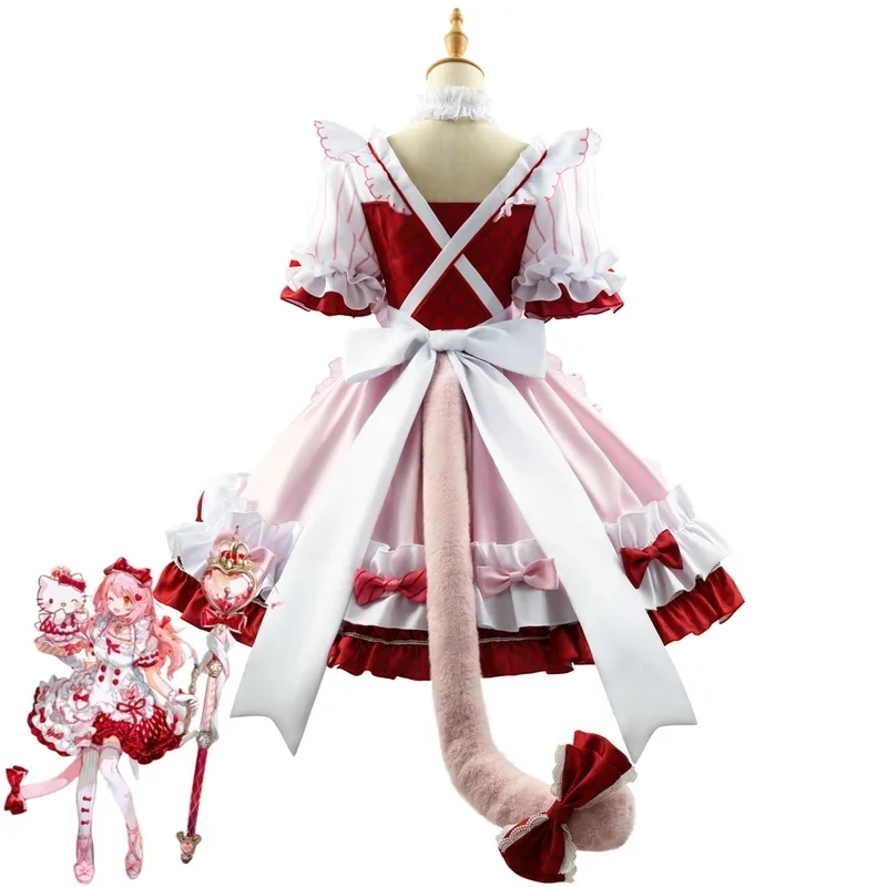 w;3.c\6;h'8/Game Arknights Goldenglow Cosplay Costume Flower House Tea Party Red Lolita Dress Wig Woman Lovely Kawai5'u.9;m\4/p view 5