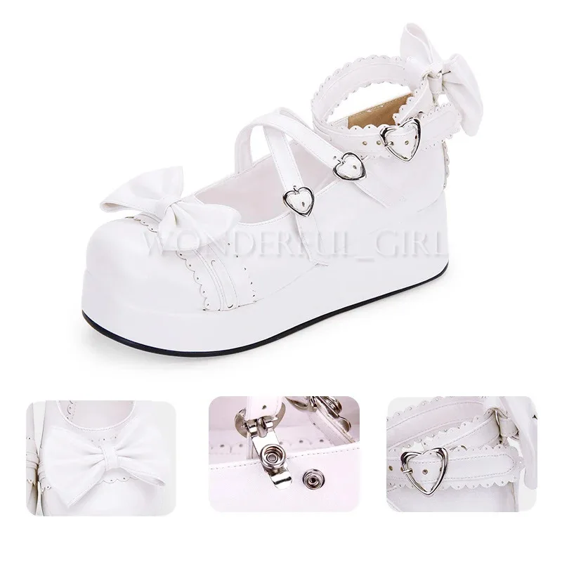 

New Japanese Style Lolita Shoes Anime Cosplay Shoes Girls Princess Shoes Women Shoes w/Bowknot Halloween Platform Heels