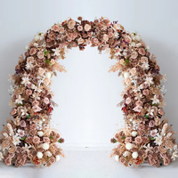 Autumn Brown Series Flower Row Decor Wedding Backdrop Horn Arch Frame Banquet Welcome Sign Props Stage Floor Floral Arrangement