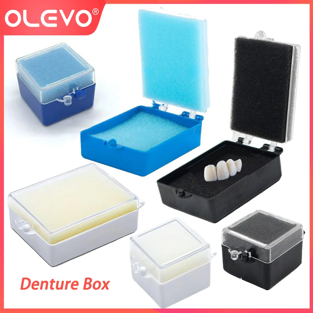 OLEVO 20/50 Pcs Denture Sponge Retainer Case Plastic Dental Crown Veneer Fake Teeth Storage Box with Foam Oral Hygiene Tools