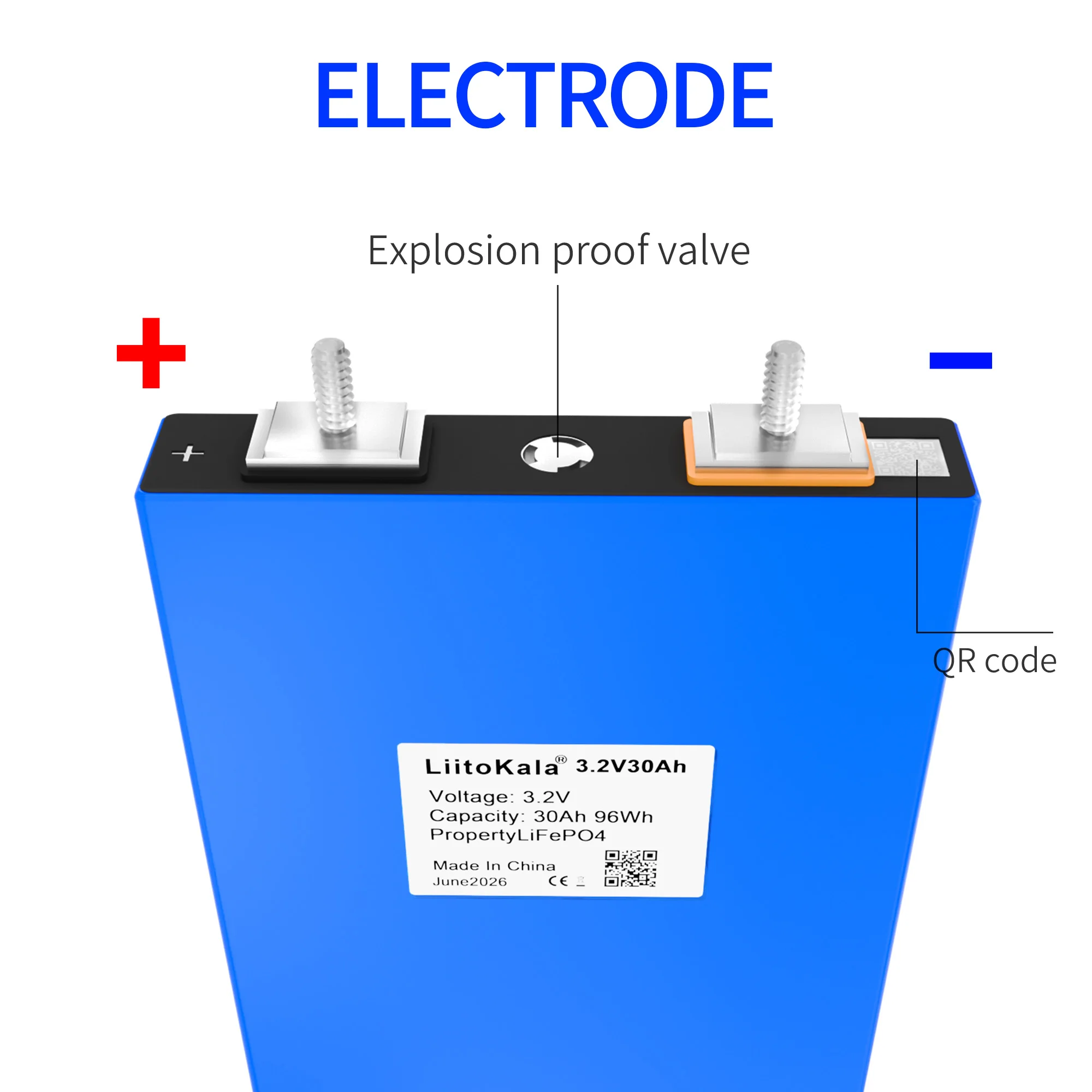 LiitoKala LiFePO4 Battery  3.2V30Ah 96Wh 4000 Cycles For RV, Solar & Off-grid Systems Solar Power RV Backup Power