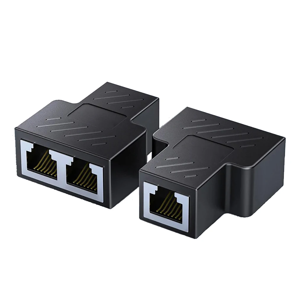 2pcs RJ45 Splitter 1 to 2 Ethernet Adapter Network Cable Extender RJ45 Connector Coupler Network Splitter for PC TV Box Router