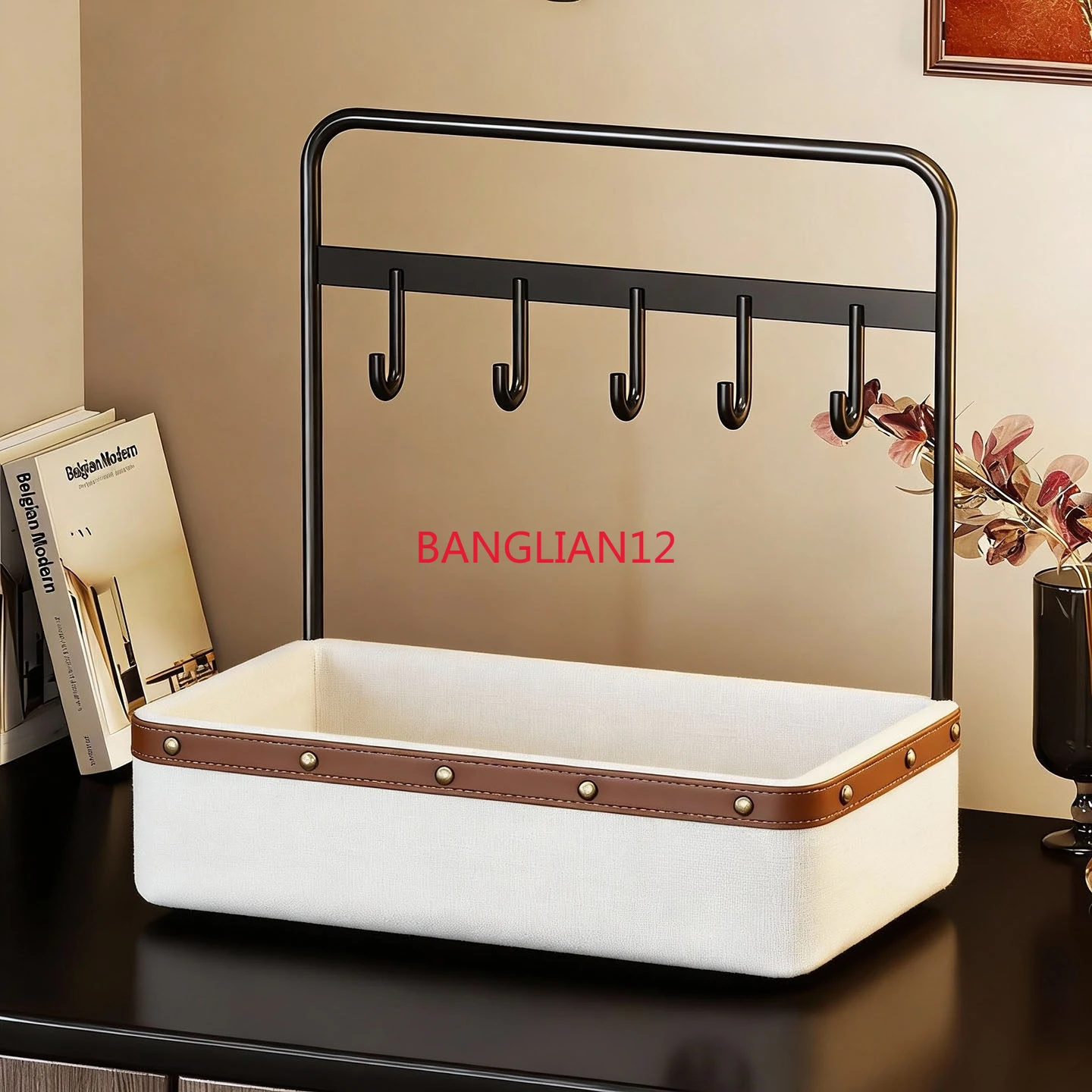 

Key storage porch ornament rack, solid wood paper perfume tray