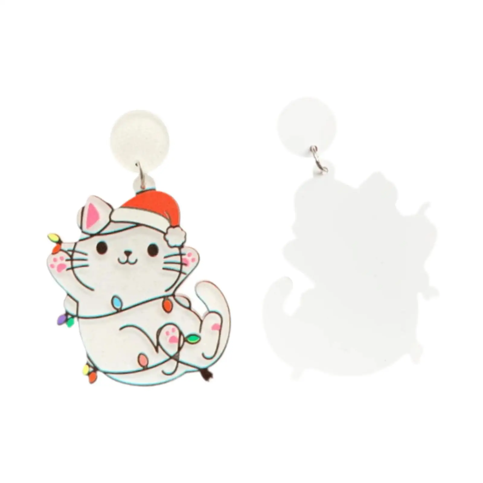 Cute Christmas Cat Earrings Lightweight Xmas Decoration Novelty Charms for Party Favors Shopping Stage Show Carnivals Holidays
