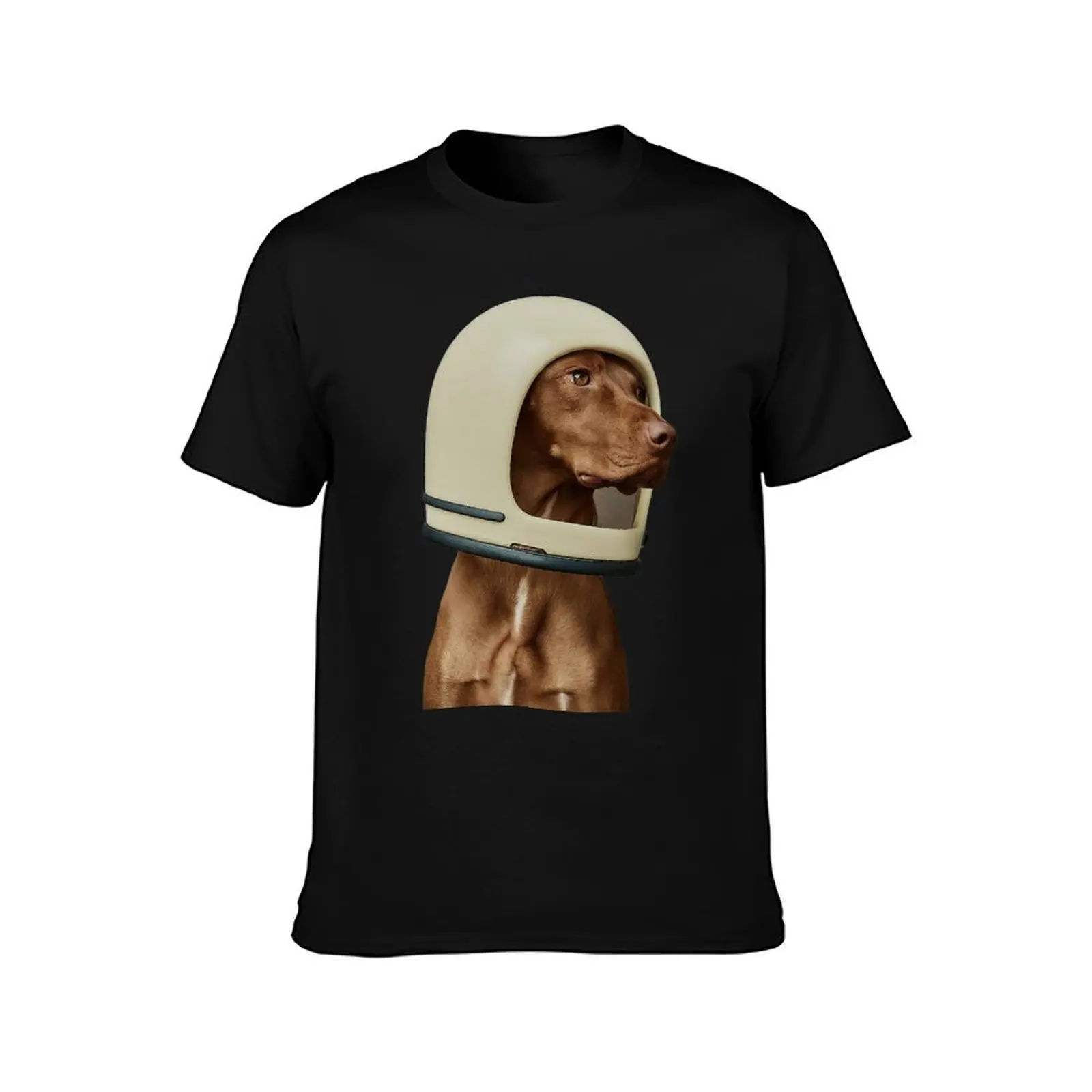 Dog wear ing a space helmet T-Shirt Summer Casual Cotton Tee Oversized Streetwear Tops Vintage Graphic Print 100% Cotton