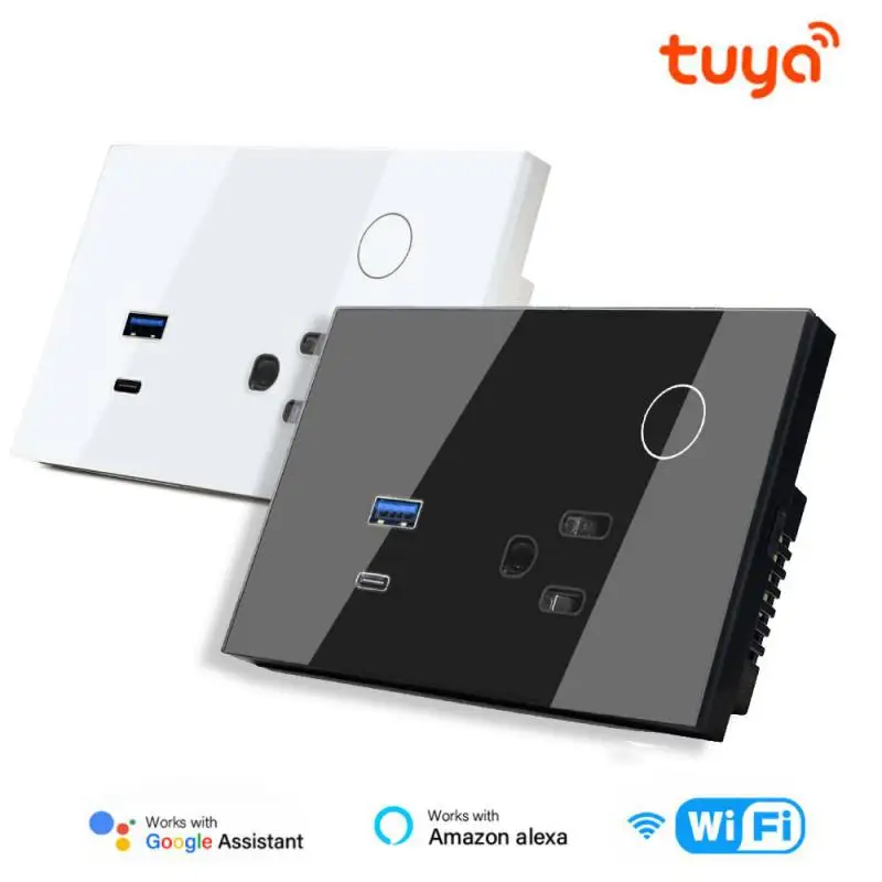 Tuya WIFI US Wall Socket 16A USB TYPE-C Smart Power Touch Plug Outlet App Remote Control By Alexa Google Home For Smart Life