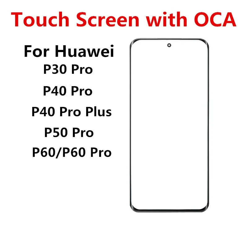 Outer Screen For Huawei P60 P50 P40 Pro Plus P30 Front Touch Panel LCD Display Out Glass Cover Lens Repair Replace Part + OCA