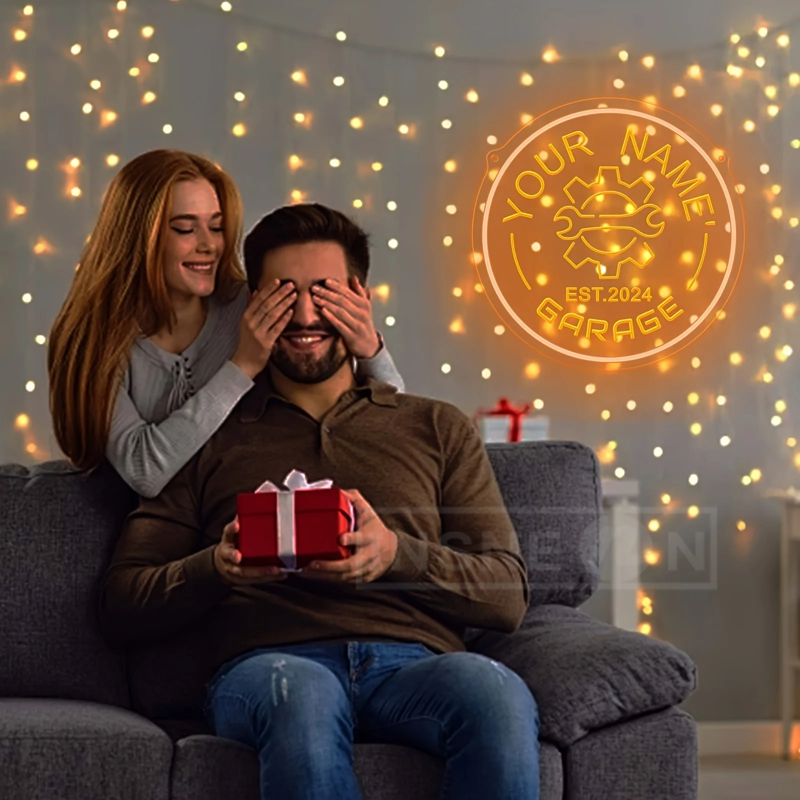 عرف اسمك النيون المرآب تسجيل والعتاد تصميم USB سطوع قابل للتعديل وحدة إضاءة LED جداريّة ديكور عشاق السيارات الأطراف المرآب ديكور