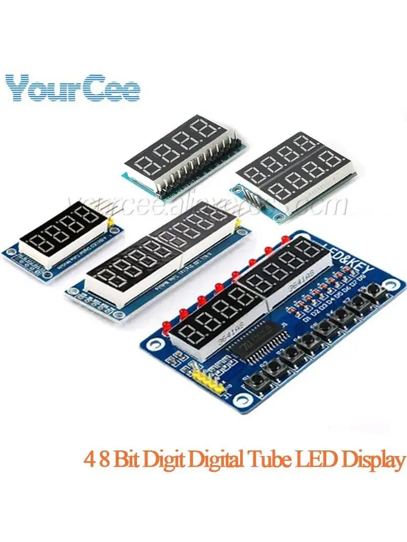 Moduł LED z matrycą punktową 4x8 bitów MAX7219 TM1638, mikrokontroler, wyświetlacz o wysokiej jasności, interfejs szeregowy, Nixie dla Arduino — zdjęcie 2