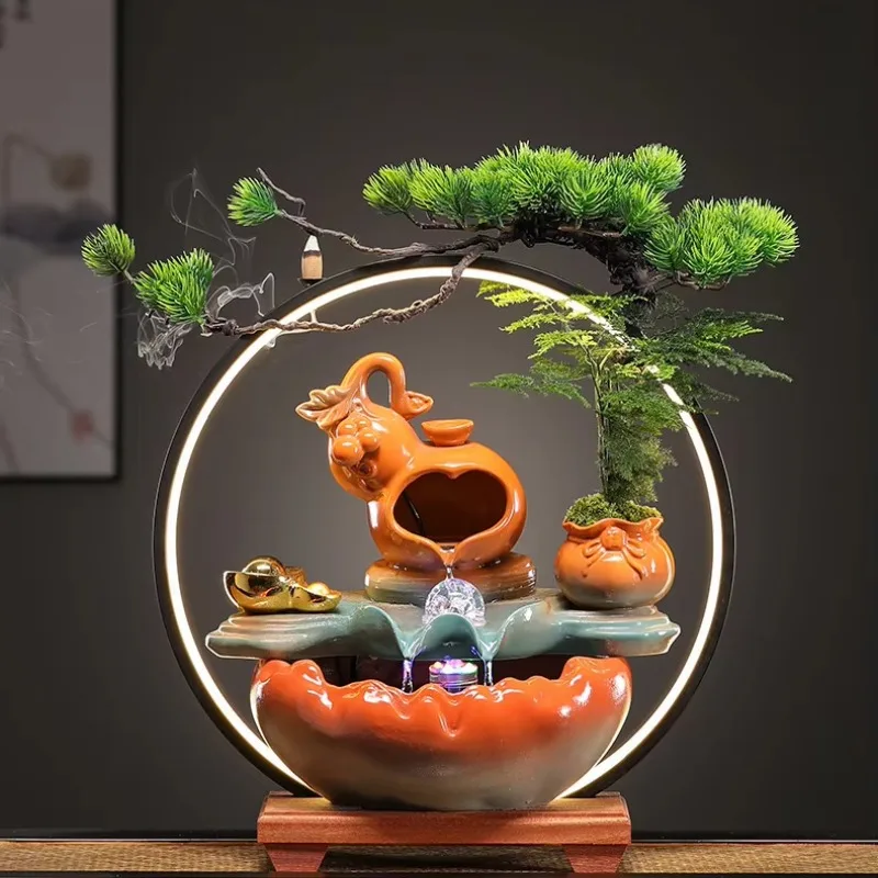 Lucky Fulu Flowing Ornaments Creative Home Waterscape Circulating Water Living Room Office Decoration