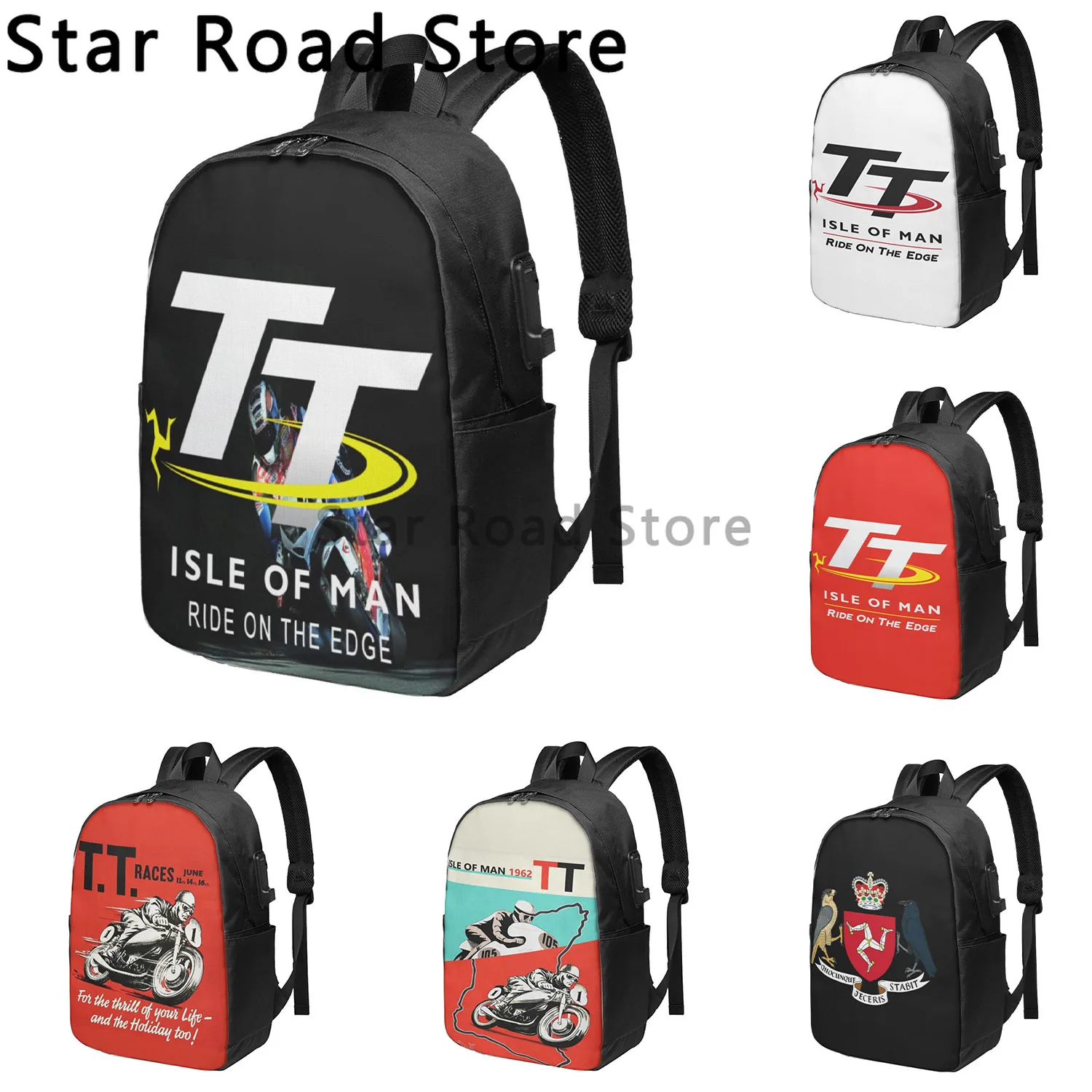 

Isle of Man TT Motorcycle Racer Fashion Backpack Girl School Bags Boys Teenagers Backpack Kids Rucksack Kawaii Backpack