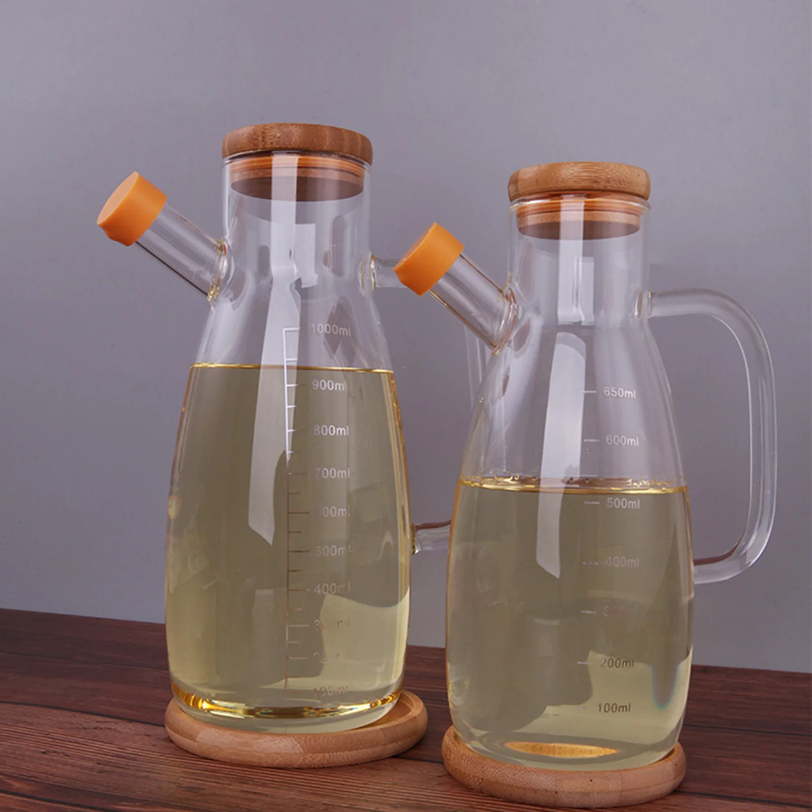 

650-1000ml Transparent Glass Bottles Oil Dispenser High and Low Temperature Resistance Bottle for Kitchen Spices Containing jars