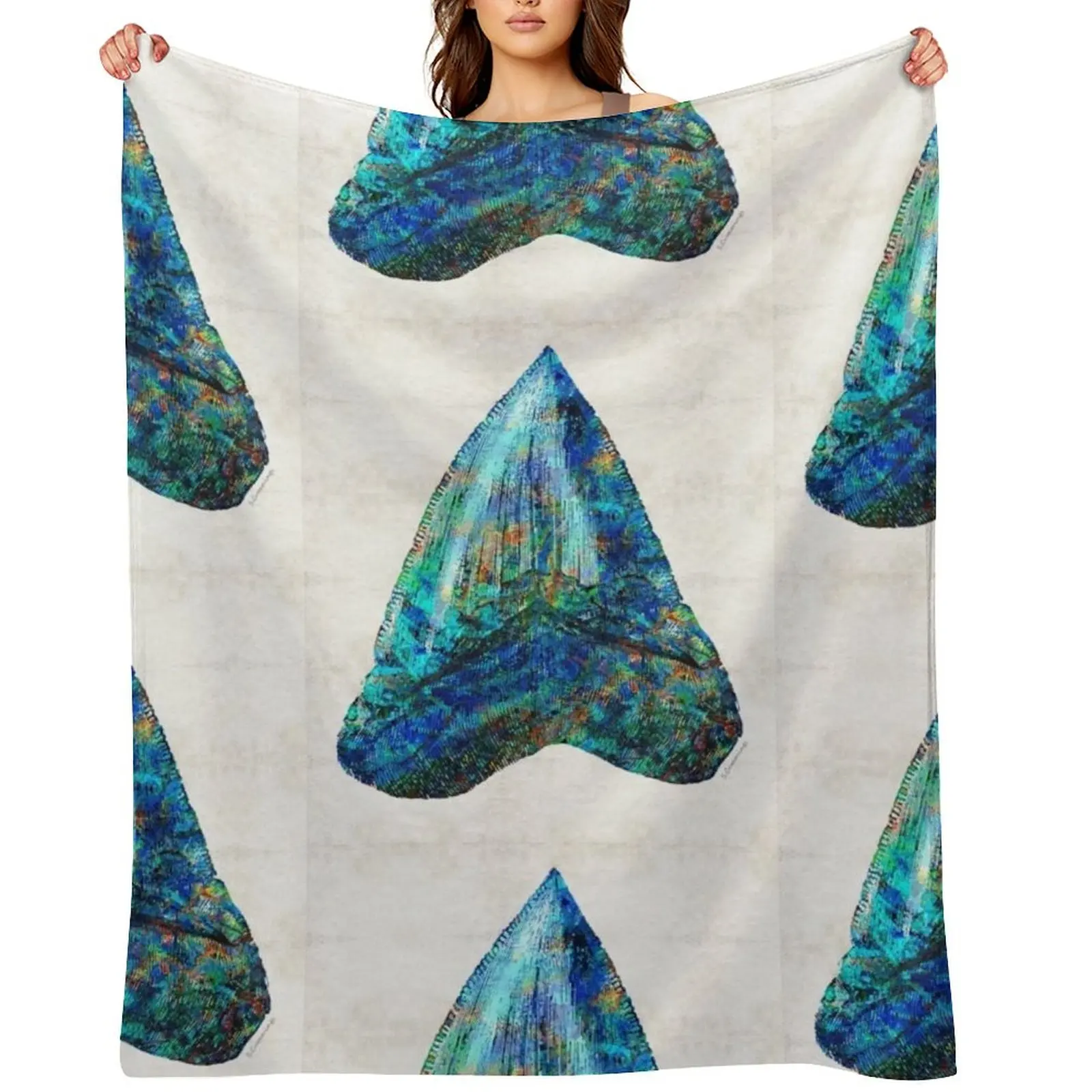 

Blue Shark Tooth Art by Sharon Cummings Throw Blanket Cute Plaid for babies Flannel Kid'S Blankets