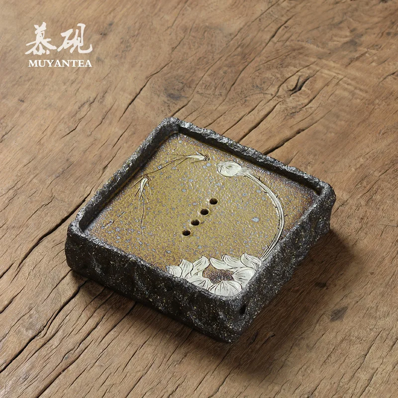 

Mu Tao Yu Xi Wood-Fired Stand, Molded Mat, Holder, Hollow Teapot Base, Kung Fu Tea Set Accessories, Dry Brewing Tray