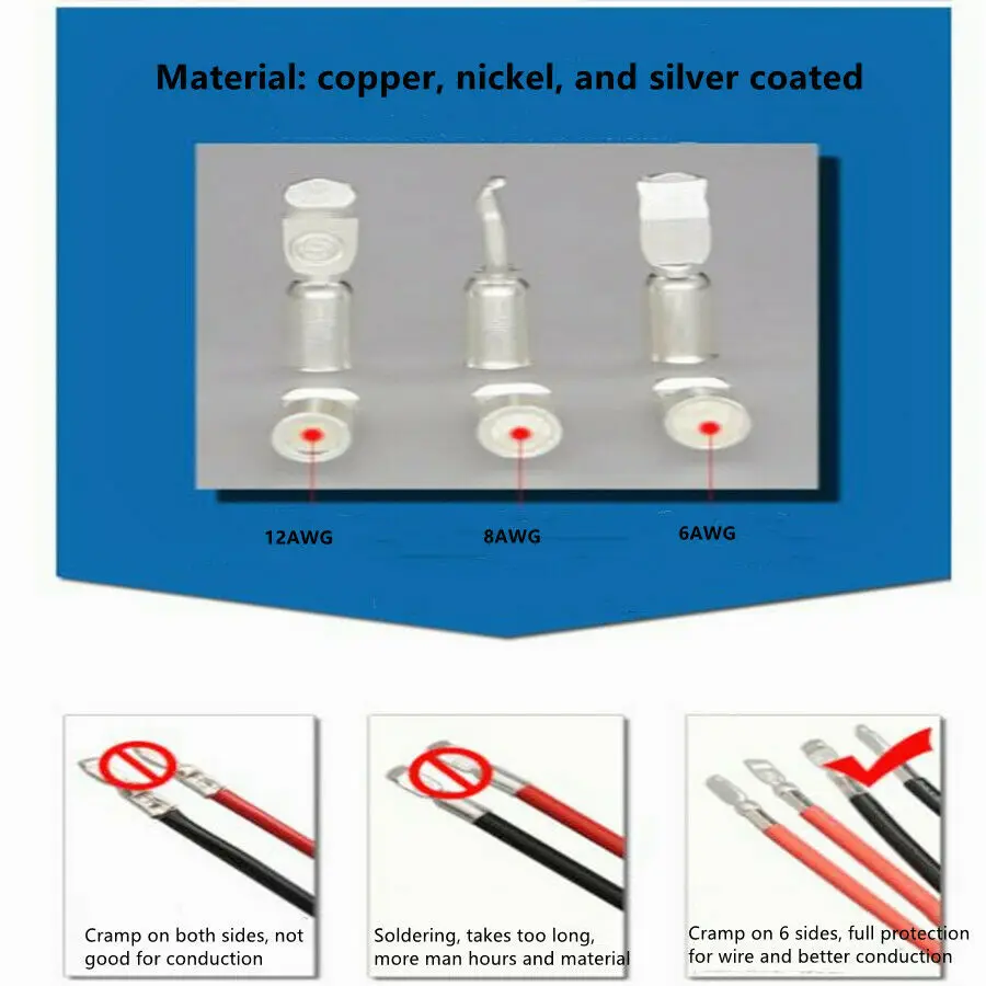 20/10pcs Plug Connector 50A 6awg Caravan Trailer Solar 4x4 Truck Suitable for Forklift Battery Connector