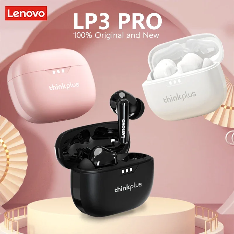 Fones de Ouvido Originais Lenovo Lp3 Pro TWS Sem Fio Bluetooth 5.3 com Som HIFI, Redução de Ruído, Chamadas HD e Baixa Latência