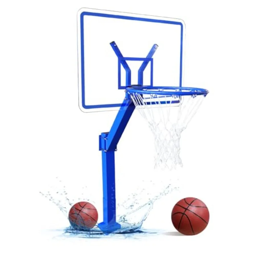

Premium Pool Basketball Hoop In-Ground Adjustable Rustproof Aluminum Alloy System with Clear Acrylic Backboard 18 Vinyl-Coated