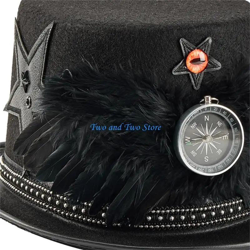 HX6F Gotycka czapka ze skrzydlatymi piórami Steampunk Design Trwałe gotyckie skrzydło Coser na imprezę Cosplay