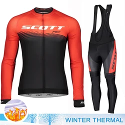 SCOTT Cycling Bib Men's Suit Bycicle Road Bike Uniform Winter Thermal Fleece Clothing Jersey Pants Man 2023 Clothes Tricuta Mtb