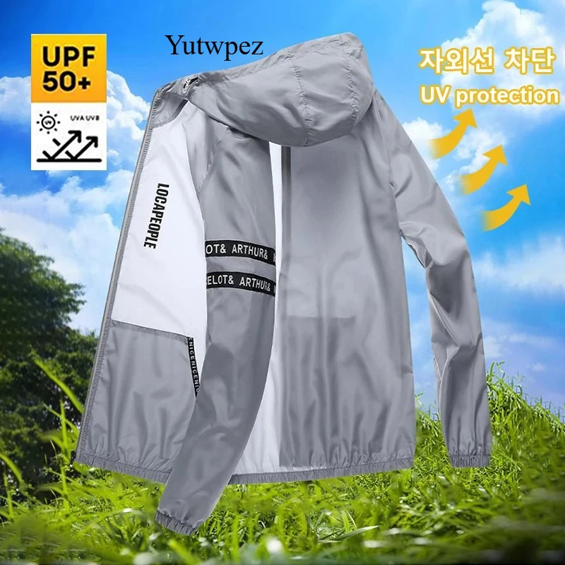 Outdoor Hiking UPF50+ Summer Sun Protection Men's Casual Quick-drying Bicycle Sports Hooded Jacket Hiking Thin Skin Windbreaker
