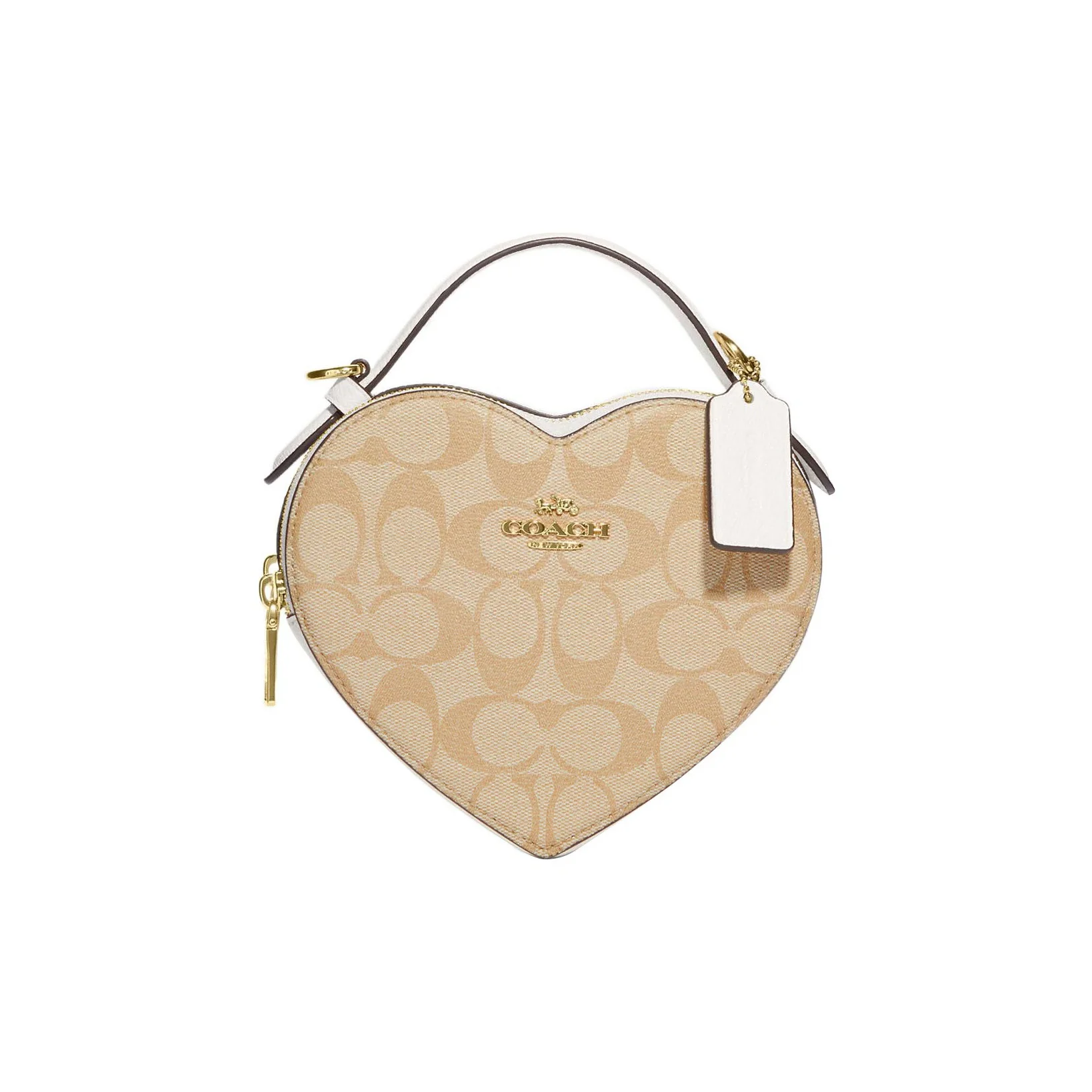 COACH Heart Coated Canvas With Leather Shoulder Bag, Crossbody Bag, Handbag Mini Women's Light Khaki CJ450-IMDQC