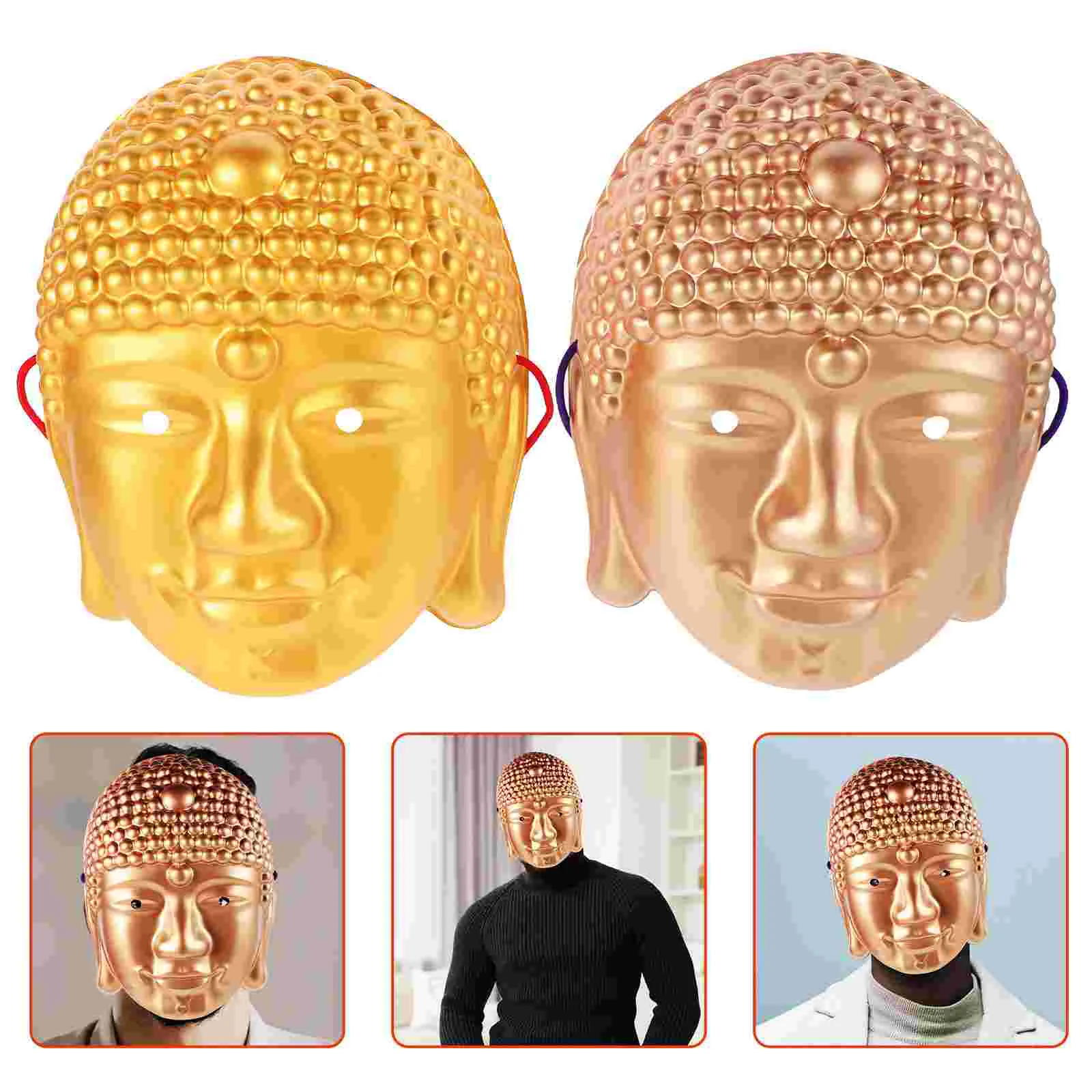 

2 Pcs Buddha Head Mask Bulk Costumes Full Masquerade Face Halloween Masks Party for Men Plastic and Women